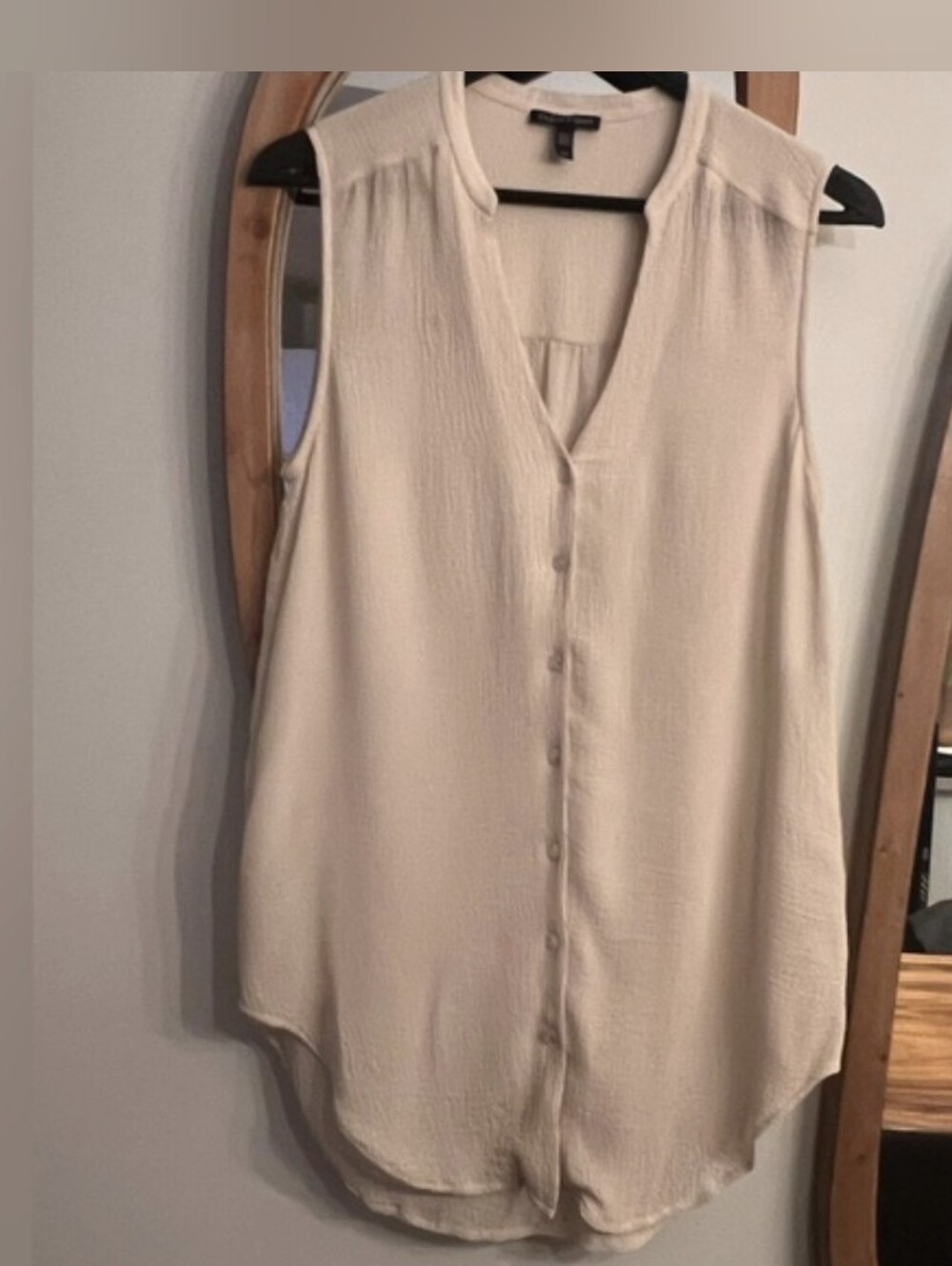 Eileen Fisher Silk Cream Button-Down Blouse
